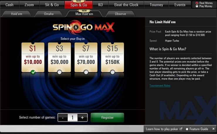 Spin&Go Max - новый формат "спинов" от PokerStars